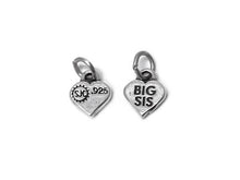 Load image into Gallery viewer, Heart with Big Sis Charm Sterling Silver 12mm, Sister Charms, Heart with Big Sis charms - SP338 - BeadPrism