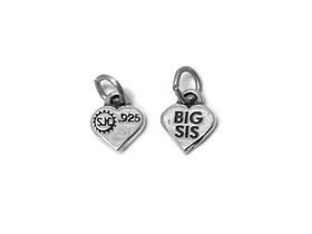 Heart with Big Sis Charm Sterling Silver 12mm, Sister Charms, Heart with Big Sis charms - SP338 - BeadPrism
