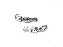 Marathon Print Shoe Charm Sterling Silver 18mm, Marathon Charm, Marathon Print Shoe charm - SP340 - BeadPrism