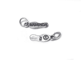 Marathon Print Shoe Charm Sterling Silver 18mm, Marathon Charm, Marathon Print Shoe charm - SP340 - BeadPrism