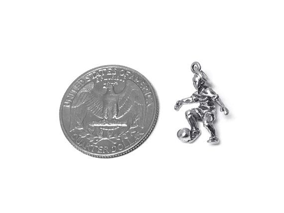 Soccer Player Charm Sterling Silver 19.5mm, Team Sports charms, Soccer Player charms - SP344 - BeadPrism
