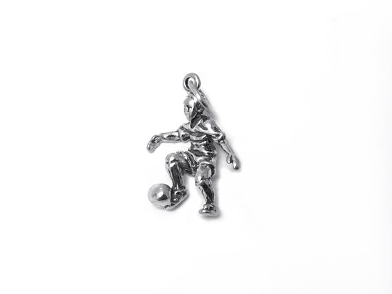 Soccer Player Charm Sterling Silver 19.5mm, Team Sports charms, Soccer Player charms - SP344 - BeadPrism