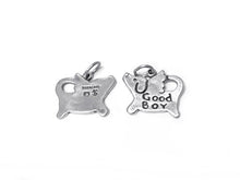 Load image into Gallery viewer, Good Boy Angel Dog Tag Charm Sterling Silver 14mm, Angel Dog charms, Good Boy charms - SP349 - BeadPrism