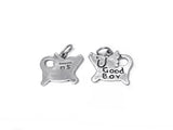 Good Boy Angel Dog Tag Charm Sterling Silver 14mm, Angel Dog charms, Good Boy charms - SP349