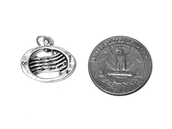 Oval Clef and Notes Charm Sterling Silver 19mm, Music note, Oval Clef and Notes Charms - SP355 - BeadPrism