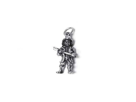 Fireman with Axe Charm Sterling Silver 21mm, Firefighter Charms, Fireman with Axe charm - SP365 - BeadPrism