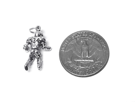 Football Player 34 Charm Sterling Silver 23mm, Sports charms, Football Player charms - SP366 - BeadPrism