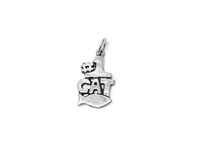 First Cat Charm Sterling Silver 19.5mm, Pet charms, Animal charms, Number 1 Cat charms - SP371 - BeadPrism