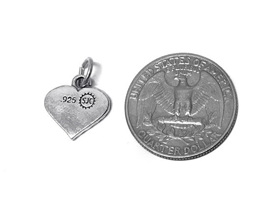 Heart with Stars and Stripes Charm Sterling Silver 15mm, American Charm USA Flag Heart charm - SP378 - BeadPrism