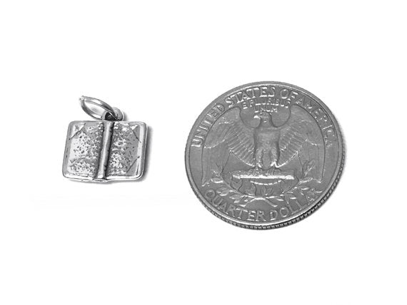 Holy Bible Charm Sterling Silver 13mm, Religious Charms, Christian Charms, Bible Charms - SP381 - BeadPrism