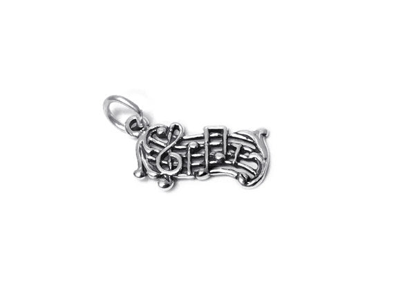 Music Staff Charm Sterling Silver 21.5mm, Music Charms, Song charms, Musical Staff Charms - SP382 - BeadPrism