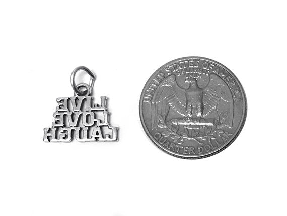 Live, Love, Laugh Charm Sterling Silver 14mm, Live charms, Love charms, Laugh charms - SP383 - BeadPrism