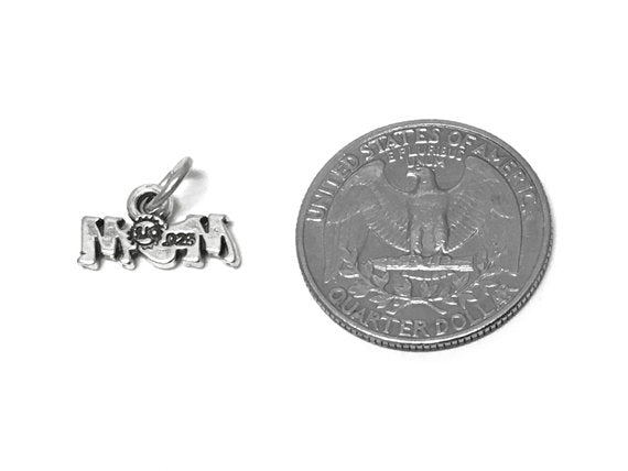 Mom Charm Sterling Silver 8.5mm, Mothers Day Gift, Love Charm, Family Charm, Mom Charm - SP388 - BeadPrism