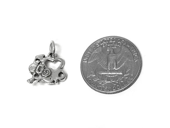 Love To Cheer Charm Sterling Silver 14mm, Cheerleader Charms, Love To Cheer charms - SP394 - BeadPrism