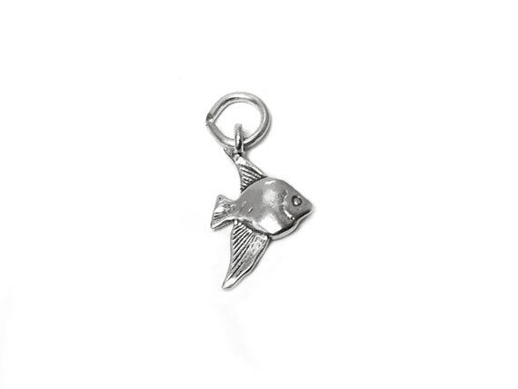 Angel Fish Charm Sterling Silver 17.5mm, Beach charm, Ocean Charm, Sea charm, Fish charm -SP415 - BeadPrism