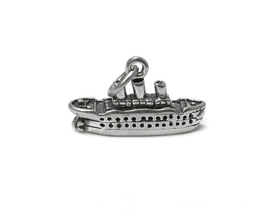 Cruise Ship Charm Sterling Silver 13mm, Ocean Charms, Nautical Charms, Cruise charms - SP418 - BeadPrism