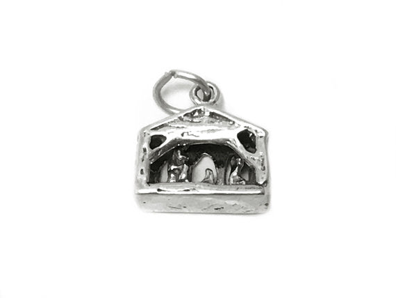 Nativity Charm Sterling Silver 14mm, Religious Charms, Christian Charm, Nativity Charm - SP422 - BeadPrism