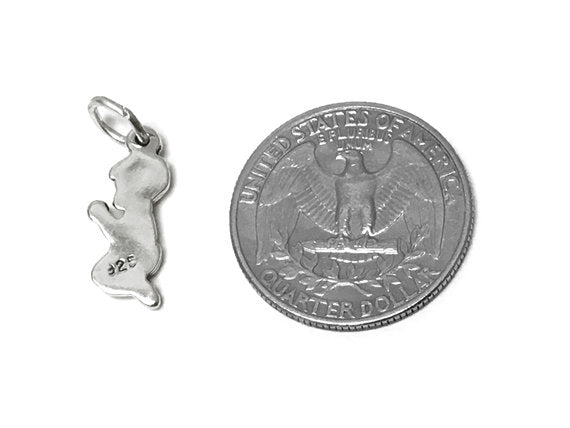 Praying Child Boy Charm Sterling Silver 18mm, Religious Charms, Praying Boy Charm - SP423 - BeadPrism