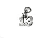 Load image into Gallery viewer, 13th Birthday Bar Mitzvah Sterling Silver Charm, 16.5mm - SP426 - BeadPrism