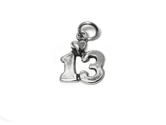 13th Birthday Bar Mitzvah Sterling Silver Charm, 16.5mm - SP426 - BeadPrism