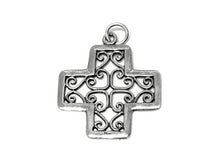 Load image into Gallery viewer, Filigree Cross Charm Sterling Silver 32.5mm, religious charms, Filigree Cross charms - SP428 - BeadPrism
