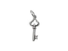 Load image into Gallery viewer, Key To The Heart Charm Sterling Silver 22mm, valentine charm, love charm, Heart Key charm - SP441 - BeadPrism