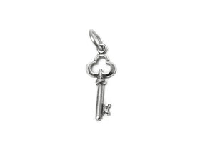 Key To The Heart Charm Sterling Silver 22mm, valentine charm, love charm, Heart Key charm - SP441 - BeadPrism