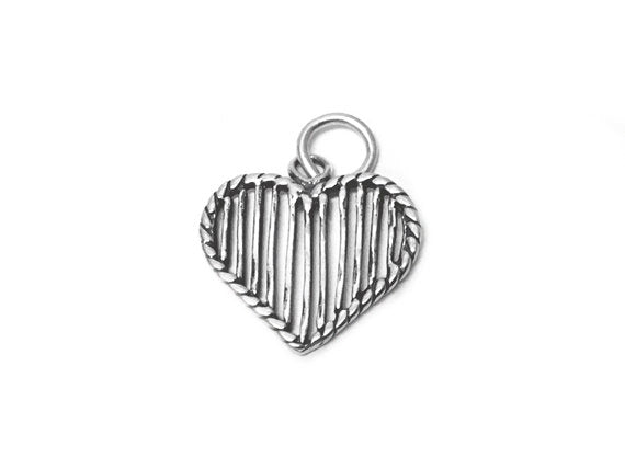Line Heart Charm Sterling Silver 18mm, valentine charms, love charms, Line Heart charms - SP438 - BeadPrism