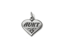 Load image into Gallery viewer, Heart with Aunt Charm Sterling Silver 17.5mm, family charms, Heart with Aunt charms - SP439 - BeadPrism