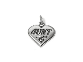 Heart with Aunt Charm Sterling Silver 17.5mm, family charms, Heart with Aunt charms - SP439 - BeadPrism
