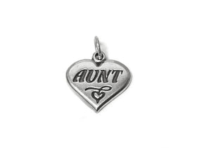 Heart with Aunt Charm Sterling Silver 17.5mm, family charms, Heart with Aunt charms - SP439 - BeadPrism