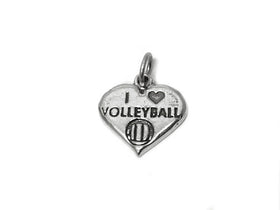 I Love Volleyball Charm Sterling Silver 17.5mm, sports charms, I Love Volleyball charms - SP442 - BeadPrism