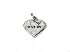 I Love Dancing Charm Sterling Silver 17.5mm, love charms, I Love Dancing charms - SP445 - BeadPrism