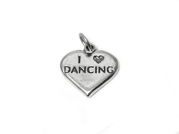 I Love Dancing Charm Sterling Silver 17.5mm, love charms, I Love Dancing charms - SP445 - BeadPrism