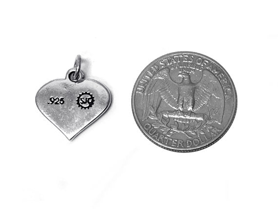 Heart with Daughter Charm Sterling Silver 17mm, family charms, Heart with Daughter charm - SP446 - BeadPrism
