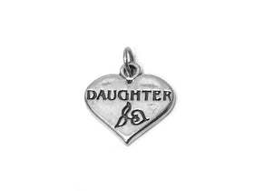 Heart with Daughter Charm Sterling Silver 17mm, family charms, Heart with Daughter charm - SP446 - BeadPrism