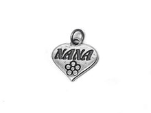 Load image into Gallery viewer, Heart with Nana Charm Sterling Silver 17.5mm, family charms, Heart with Nana charm - SP448 - BeadPrism