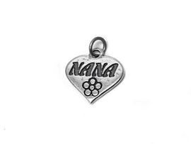 Heart with Nana Charm Sterling Silver 17.5mm, family charms, Heart with Nana charm - SP448 - BeadPrism