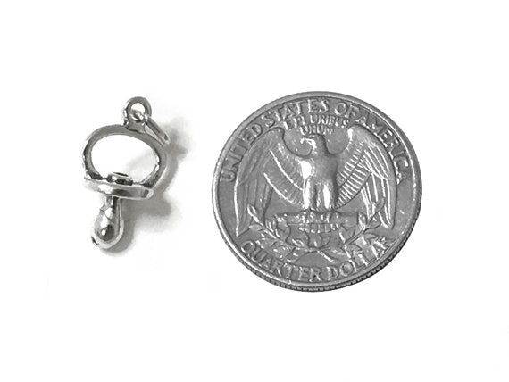 Pacifier Charm Sterling Silver 17mm, New Mother Gift, Mothers Day Gift, Pacifier Charms - SP456 - BeadPrism