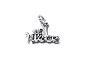 No 1 Niece Charm Sterling Silver 13.5mm, Family Charms, Niece Gifts, #1 Niece charms - SP465 - BeadPrism