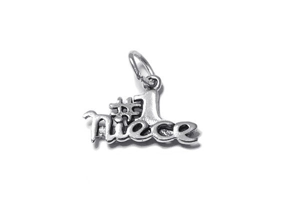 No 1 Niece Charm Sterling Silver 13.5mm, Family Charms, Niece Gifts, #1 Niece charms - SP465 - BeadPrism
