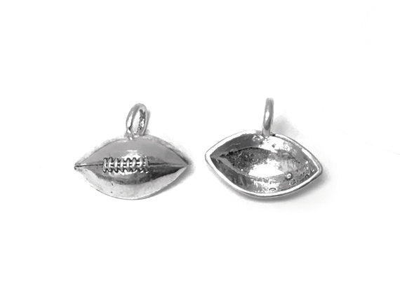 Half Football Charm Sterling Silver 15.5mm, Sports Charms, Half Football charms - SP260 - BeadPrism