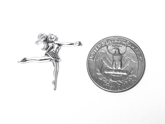 Ballerina Charm Sterling Silver 26mm, Dancer Charm, Ballerina charms, Ballet Dancer SP262 - BeadPrism