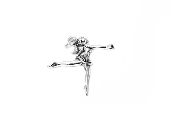 Ballerina Charm Sterling Silver 26mm, Dancer Charm, Ballerina charms, Ballet Dancer SP262 - BeadPrism