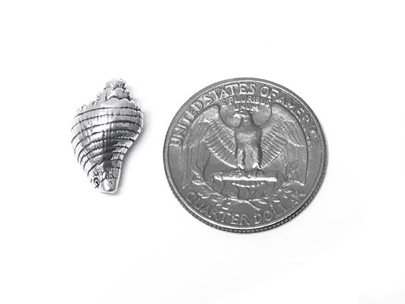 Conch Shell Charm Sterling Silver 17mm, Nautical charms, beach charms, Conch Shell charms SP265 - BeadPrism