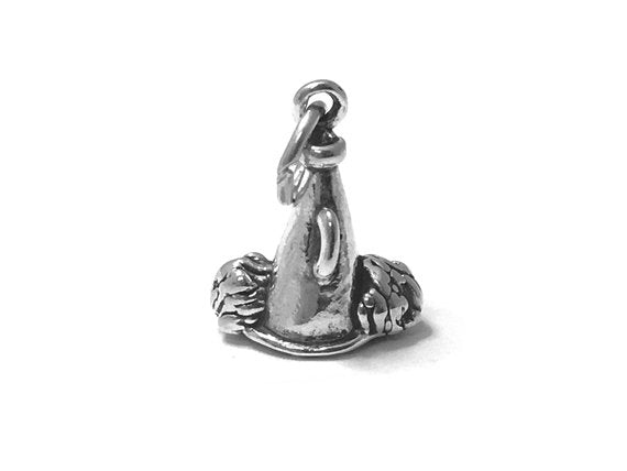 Megaphone with Pom Poms Charm Sterling Silver 16mm silver Cheerleading Charms Megaphone charm SP477 - BeadPrism