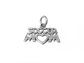 Soccer Mom Charm Sterling Silver 14mm, Soccer Charms, Team Mom Charm, Soccer Mom charm - SP478 - BeadPrism