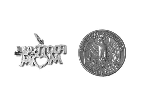 Football Mom Charm Sterling Silver 15.5mm, Team Mom Charms, Football Mom charms - SP480 - BeadPrism