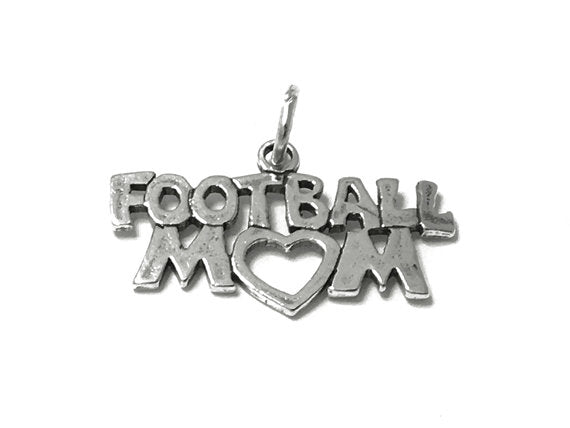 Football Mom Charm Sterling Silver 15.5mm, Team Mom Charms, Football Mom charms - SP480 - BeadPrism