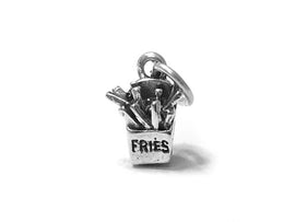 French Fries Charm Sterling Silver 13mm, Fast Food charms, Fries Charms, Snacks Charms - SP493 - BeadPrism